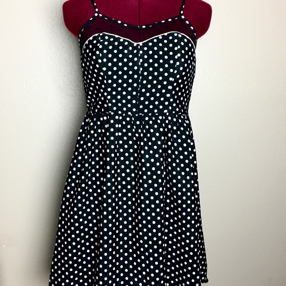 Retro Pinup Style Black & White Polka Dot Dress